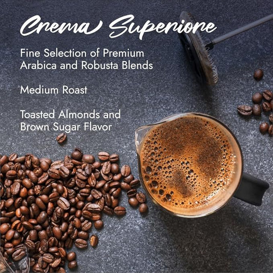 Caffè Borbone, Whole Bean Coffee Blend, Crema Superiore, Medium Roast, Roasted and Freshly Packaged in Italy, 2.2 Pound Bag (Pack of 2)