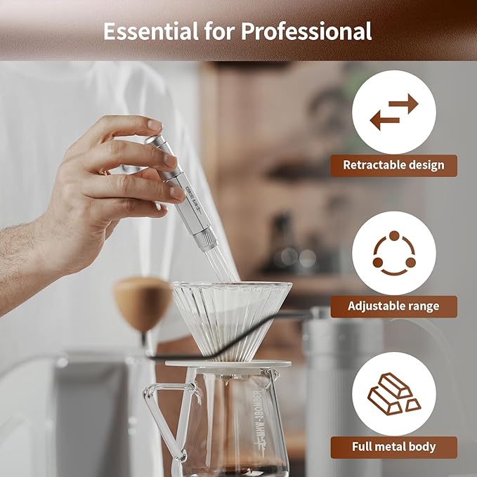 MHW-3BOMBER WDT Tool Espresso Distribution Tool Retractable Espresso Coffee Stirrer, Adjustable Range Coffee Distributor for Barista, Magnetic Store, 0.4mm 8 Needles with 8 Extra, Blue, T6192-OS