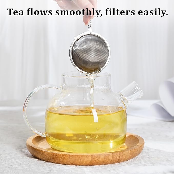 304 Stainless Steel Tea Strainers for Loose Tea Infuser Ball, Extra-Fine Mesh Tea Ball, Tea Holder Loose Leaf Tea Steeper, Tea Diffuser for Rooibos, Black Tea, Herbal & Spices (Small x 2)