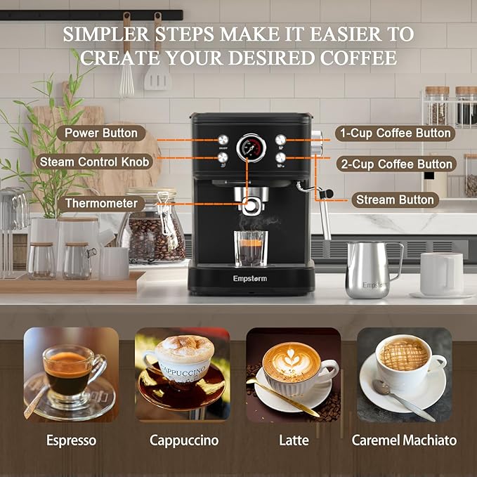 Espresso Machine 20 Bar with Steam Milk Frother, Espresso maker Compatible for NS Original Capsules 2 IN 1 expresso maker, Professional Cappuccino Expresso Machine for Home and Office