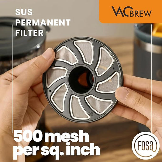 FOSA VacBrew The Ultimate Hot & Cold Brew Vacuum Coffee Maker - Brewing unit with a SUS Mug (3 Programs Timer Vacuum Pump included)