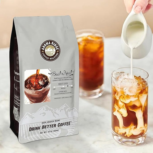 Aroma Ridge Beat The Heat Cold Brew Coffee – Premium Cold Brew Blend | 100% Arabica Bold Low-Acid Coffee Beans | Ground for Cold Brew – 16 oz