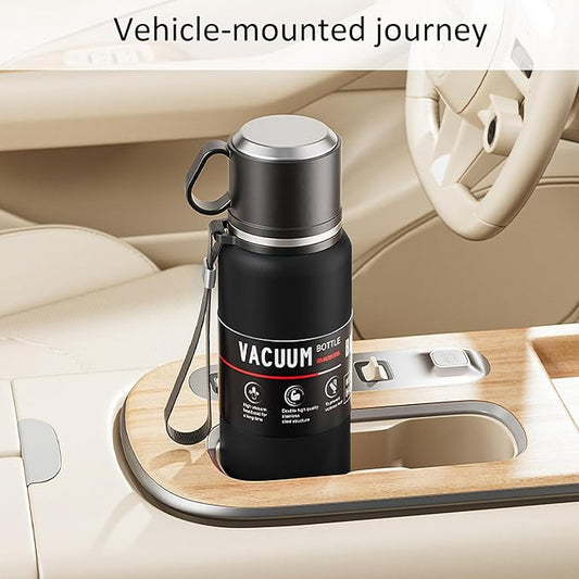 Double wall vacuum Leakproof stainless steel wide mouth insulated water bottle;tea tumbler with tea strainer infuser basket,cup and lid; travel coffee thermoses hot drinks;portable cold thermal flask