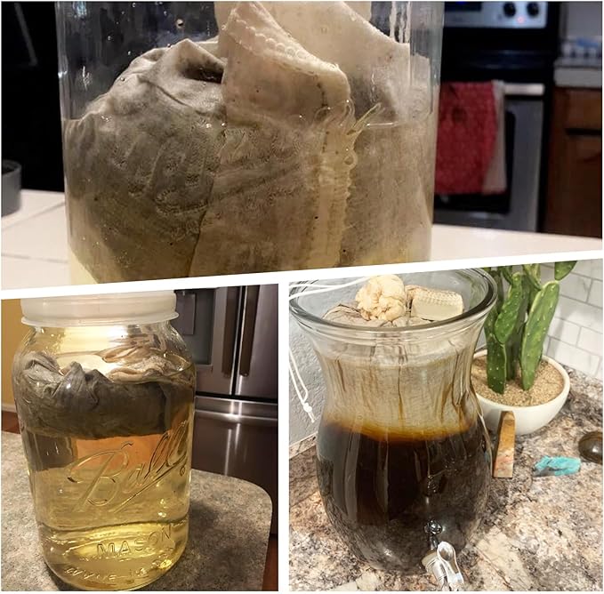 2 Pack Organic Cotton Cold Brew Coffee Filter Bags, Reusable with Drawstring, 12x12 Inch, for Pitchers, Mason Jars, Toddy Systems