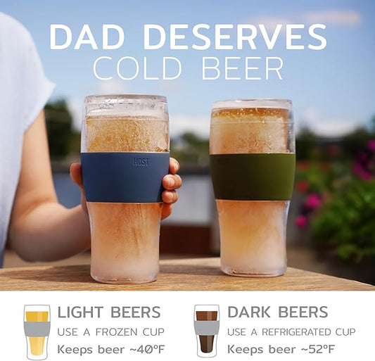 Host Freeze Best Dad Ever Insulated Glass Tumbler for Cold Drinks, Freezable Gifts for Dad, Double Wall Insulated Beer Glass for Chilled Lager, IPA, Ale & Iced Coffee, 16 oz, Set of 1