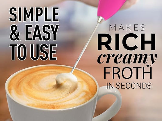 Zulay Powerful Milk Frother Handheld Foam Maker for Lattes - Whisk Drink Mixer for Coffee, Mini Foamer for Cappuccino, Frappe, Matcha, Hot Chocolate by Milk Boss (Best Mom)