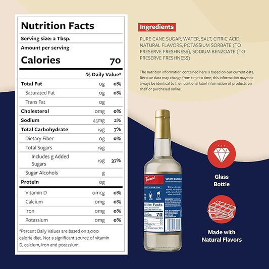 Torani Coffee Syrup, White Chocolate Flavored Syrup for Drinks, Glass Bottle with Pump Included, 25.4 Fl Oz