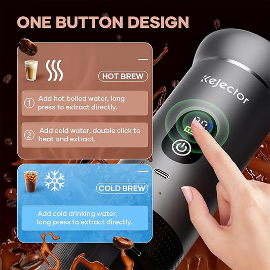Portable Coffee Maker Espresso Machine Small Electric Battery Operated Coffee Cup Mini Espresso Machines Self-Heating Car Travel Espresso Pod Maker, 3-IN-1 Ground Coffee & NS Capsule Hiking Camping