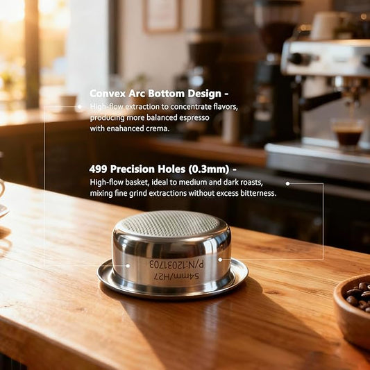 Stainless Steel Coffee Filter,499 Sweet Espresso Filter Basket Convex Bottom 51mm DLG EC885/9155/9255/9355/9555/9665/9865, SMEG & EUPA Coffee Machine