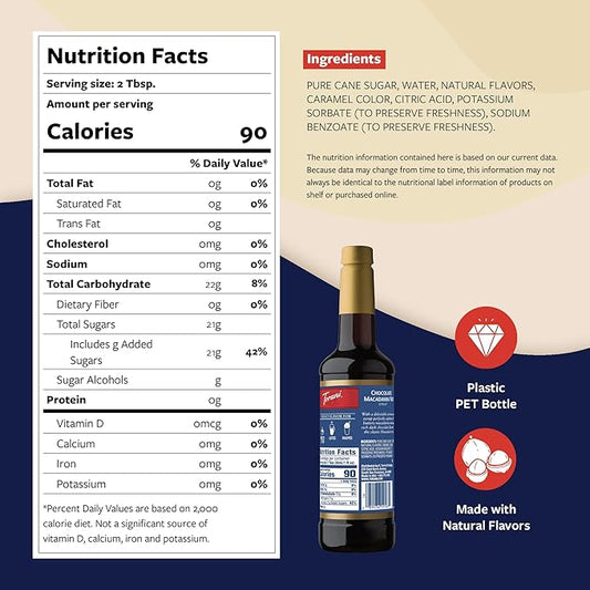Torani Coffee Syrup, Chocolate Macadamia Nut Flavored Syrup for Drinks, Pump Included, 25.4 Fl Oz