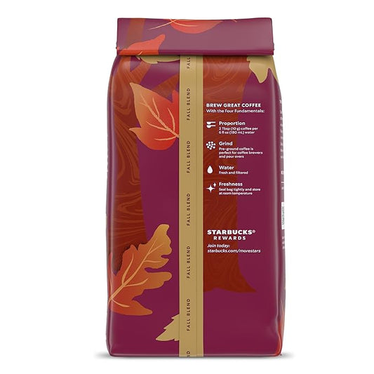 Starbucks Ground Coffee, Medium Roast Coffee, Fall Blend, 100% Arabica, Limited Edition, 6 Bags (10 Oz Each)