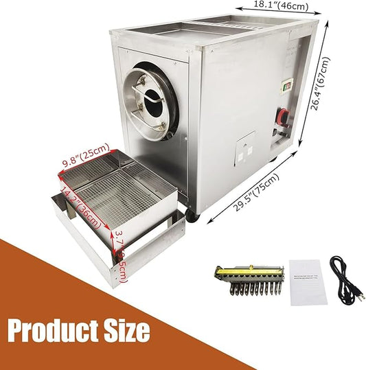 Commercial Automatic Gas Roaster Machine (0-300℃) 16.5LBS Stainless Steel Nut Roaster for Coffee Beans, Peanuts, Almonds 110V 1PH 80W