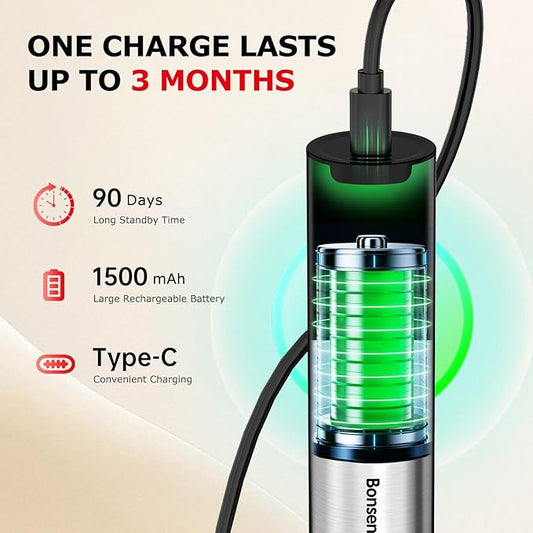 Bonsenkitchen Rechargeable Milk Frother with Stand, 3-Speed Handheld Coffee Frother, Dual Spring Whisk Electric Hand Frother Wand Drink Mixer for Matcha Lattes Cappuccino, Kitchen Gifts