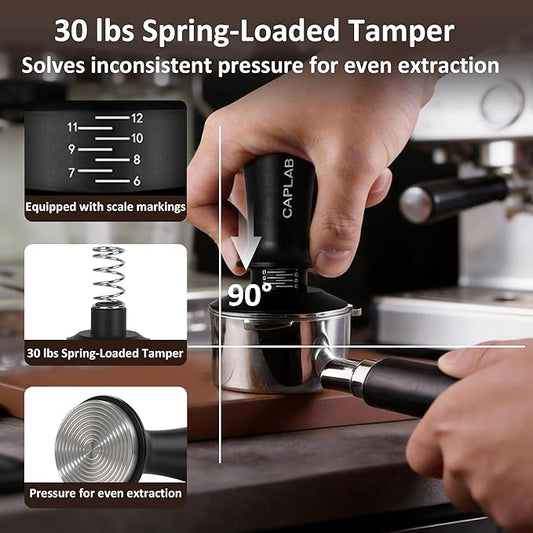 51mm Espresso Accessories Kit, Spring Loaded Calibrated Tamper, WDT Tool, Dosing Funnel Set, Fits Delonghi 51mm Espresso Coffee Machines and Portafilter, for a Clean & Tidy Workspace