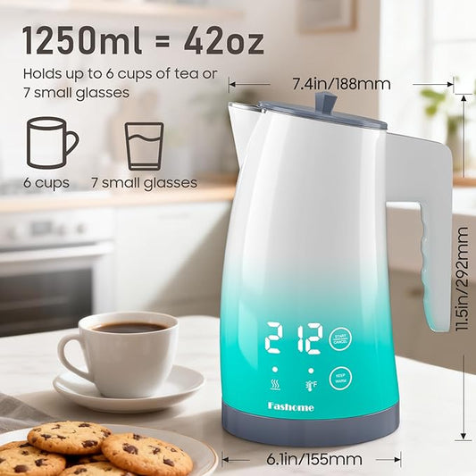 Electric Kettle with Temperature Control, 5 Preset Temps, 2H Keep Warm -1200W Quiet Water Boiler,Electric Tea Kettle with BPA-Free, Digital Cool-Touch, Rotating Base for Home,Office(Blue Gradient)