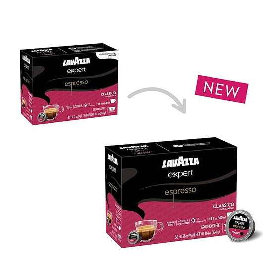 Lavazza Expert Espresso Classico Capsules, Medium Roast, 100% Arabica, Compatible with Own Classy Machines (36 Capsules)