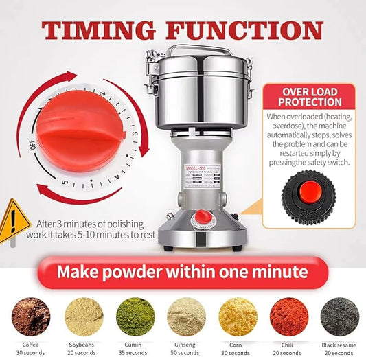 LEJIEYIN Electric herb Grinder 550g High Speed Electric Stainless Steel Spice Flour Mill Herb Grinder Powder Machine for Dry Food Grin
