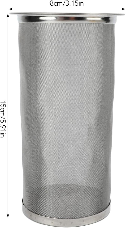 Coffee Filter, Stainless Steel Reusable Cold Brew Coffee Filter, Wide Mouth Mesh Cylindrical Coffee Filter With White Gasket(8x15cm/3.1x5.9in)