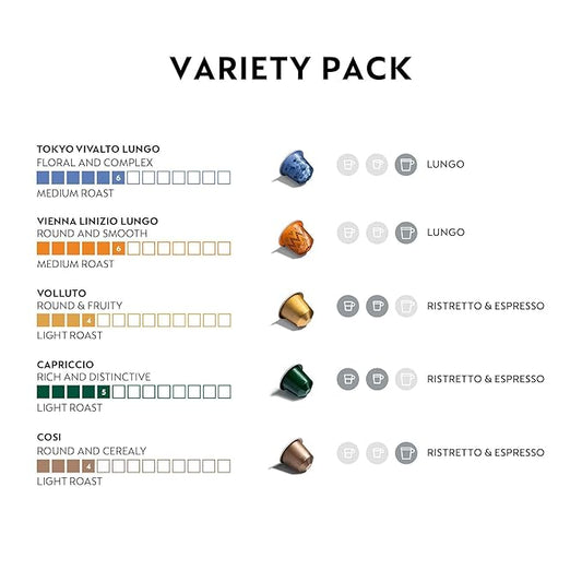 Nespresso Capsules Original Line, Mild Roast Blend Variety Pack, Mild Roast Coffee, 50 Count Coffee Pods