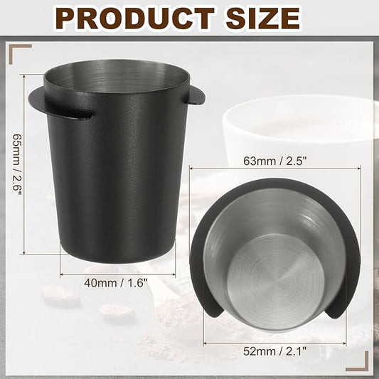 uxcell 53mm Coffee Grinder Powder Cup, Stainless Steel Espresso Coffee Powder Feeder, Espresso Coffee Machine Tools for Coffee Tamper (Black)