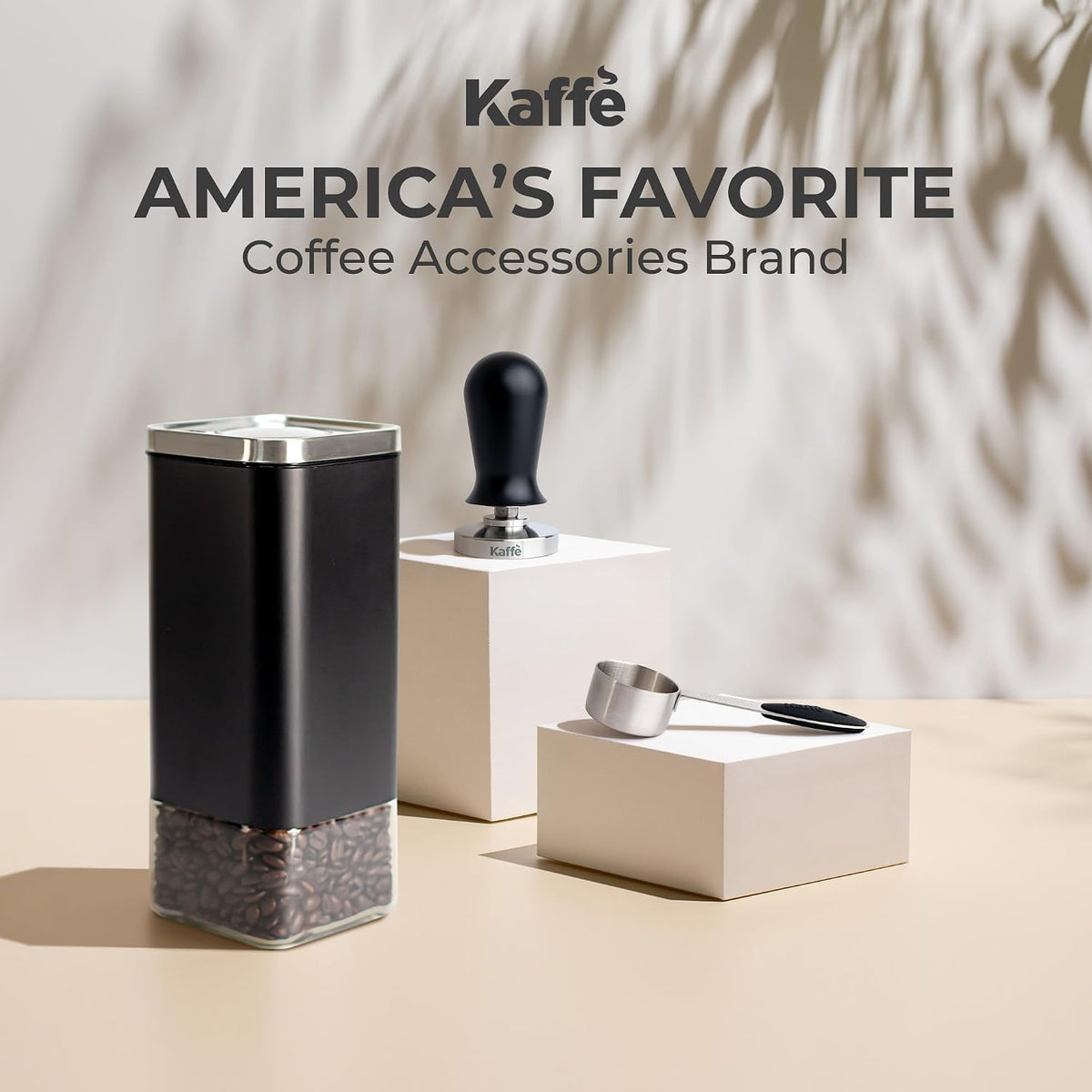 Kaffè 16 oz Square Airtight Glass Coffee Canister – Black & Silver