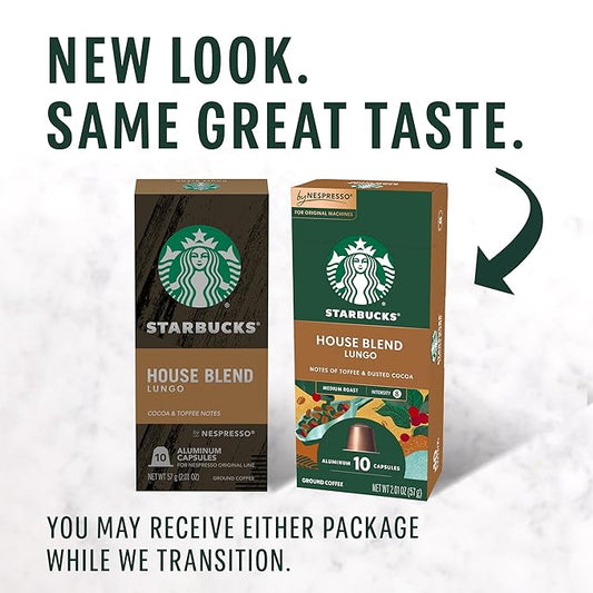 Starbucks by Nespresso Original Line, House Blend, Medium Roast Coffee, 50-count Espresso Pods