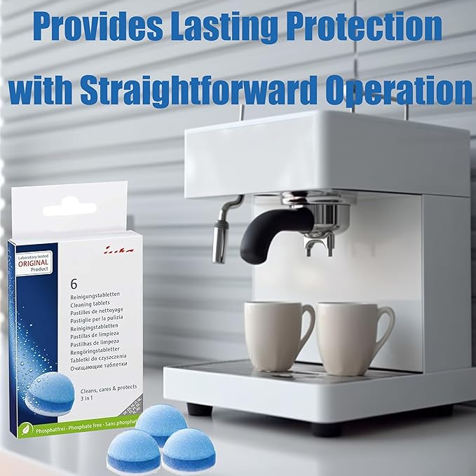 3-Phase Espresso Cleaning Tablets,Coffee Cleaning Tablets, Deep Clean, Extend the Lifespan of Your Coffee Machine, Provide Lasting Protection (12 Tablets)