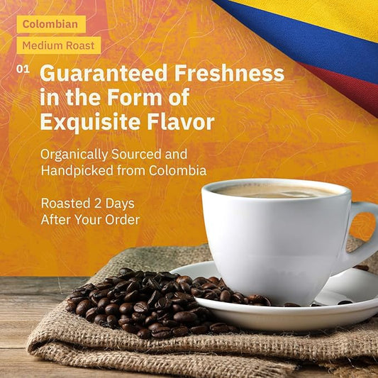 Kochere Colombian Specialty Whole Bean Coffee – 2LB Medium Roast – Single Origin, Farm Direct, Freshly Roasted to Order – Smooth, Chocolate & Berry Notes