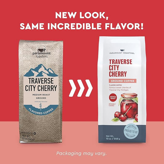 Paramount Roasters Traverse City Cherry Flavored Ground Coffee, 1-12 Ounce Package Medium Roast