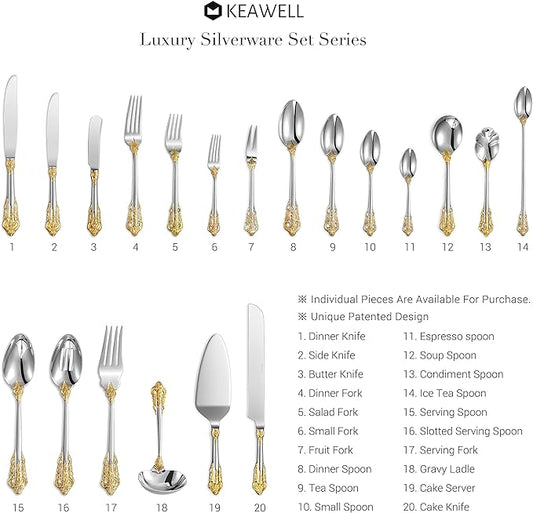 KEAWELL Luxurious 5.1-Inch Espresso Spoons Set - 6 Pieces - Mini Coffee Spoon, 18/10 Stainless Steel - Gorgeous Design with Exceptional Mirror Polished Finish (Gold Accent)