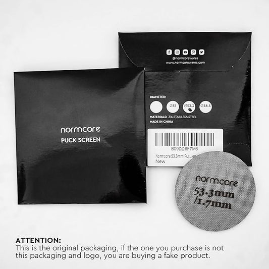 Normcore 53.3mm Puck Screen - Lower Shower Screen - Metal Contact Screen for Espresso 54mm Portafilter Filter Basket - 1.7mm Thickness 150μm - 316 Stainless Steel