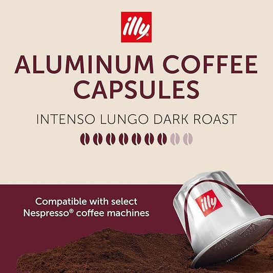 illy Espresso Compatible Capsules, Coffee Pods for Nespresso Original Line Machine, Intenso Lungo Dark Roast, 100% Arabica, Premium Italian Coffee, Single Serve, 10 Count, 5 Pack