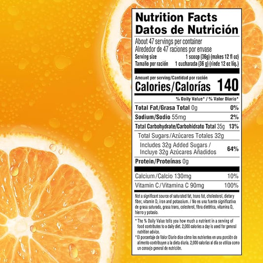 Tang Orange Naturally Flavored Powdered Soft Drink Mix, 2 ct Pack, 58.9 oz Canisters