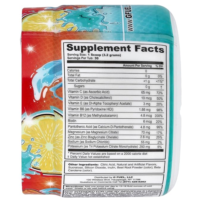G Fuel Mango Lemonade Supreme Hydration, Electrolyte Powder Mix for Energy & Focus, Sugar and Caffeine Free Supplement with Essential Vitamins & Minerals, Mango Lemonade Flavor, 3.4 oz - 30 Servings