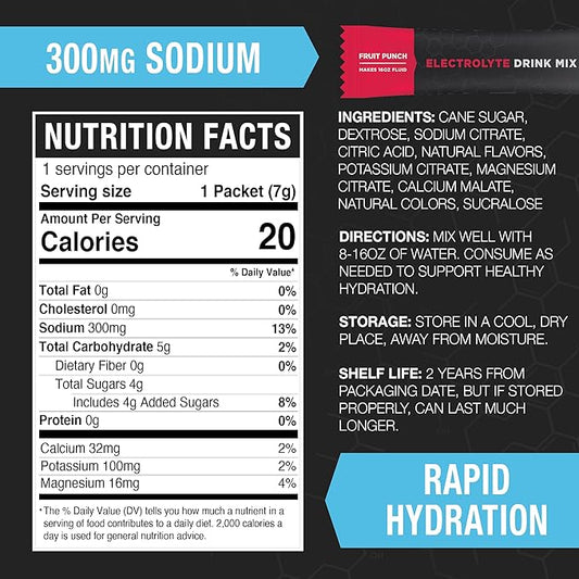 Fluid Tactical - 25 Count Electrolyte Powder | Fruit Punch | Travel Ready Drink Mix | Extreme Re-Hydration