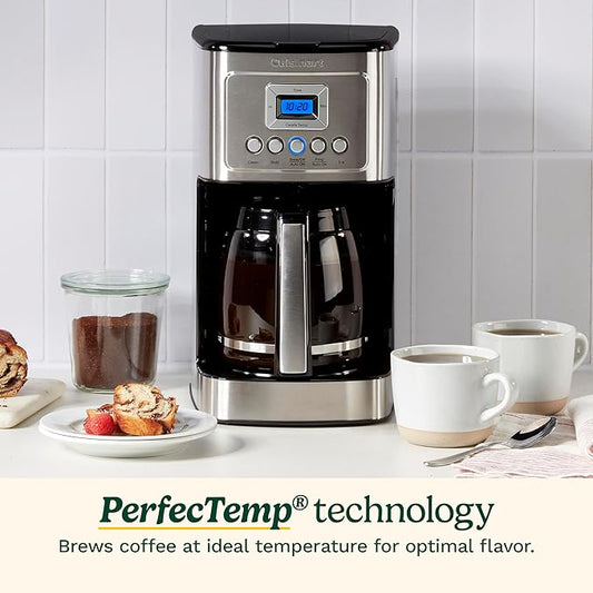 Cuisinart 14-Cup Coffee Maker, Programmable PerfecTemp Glass Carafe Coffee Machine with 1-4 Cup Setting, Brew Strength Control and Pause, Stainless Steel, DCC-3200NAS