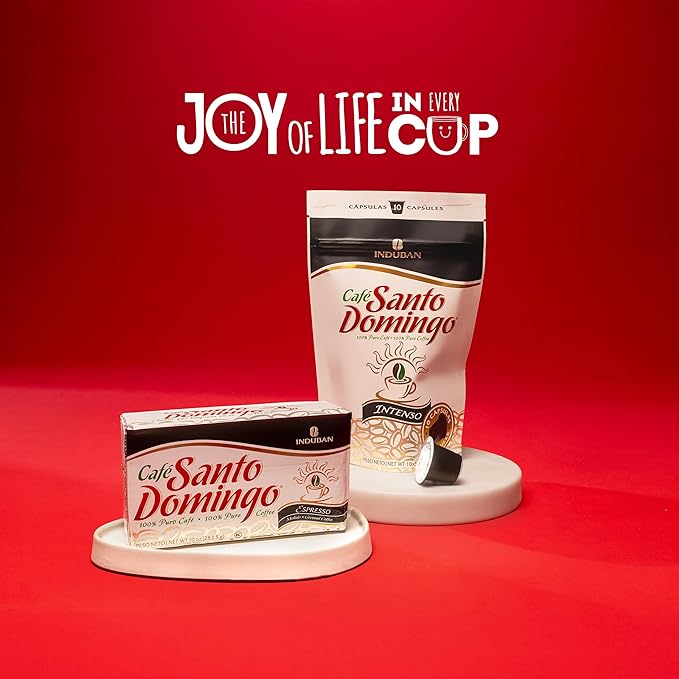 Café Santo Domingo Espresso, 10 oz Vacuum Bag, Ground Coffee, Dark Roast - Product from the Dominican Republic (Pack of 4)