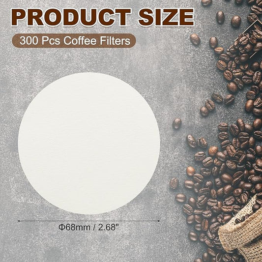 uxcell 300Pcs Coffee Filters,2.68 inch Disposable Round Paper Filter, Suitable with Home Office Use and Drip Coffee Maker, White