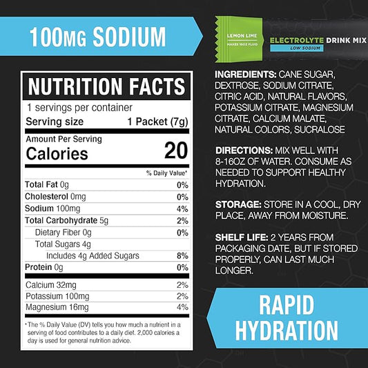 Fluid Tactical - Electrolyte Powder Packets, Accelerate Re-Hydration, Low Sugar, Electrolyte Drink Mix, Prevent Dehydration, Eliminate Cramps