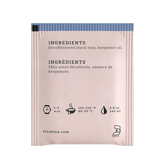 Stash Tea Decaf Earl Grey Black Tea - Decaf, Non-GMO Project Verified Premium Tea with No Artificial Ingredients, 18 Count (Pack of 6) - 108 Bags Total