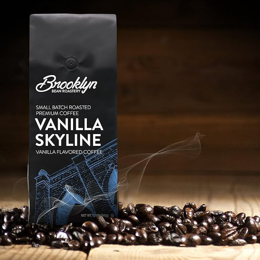 Brooklyn Beans Vanilla Skyline 100% Arabica Craft Roasted Ground Coffee, Vanilla Flavored, 12 Ounce Bag