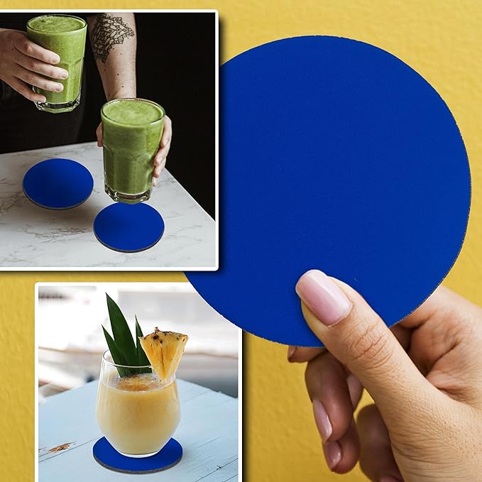 10 Round Foam Bud Coasters Pack, 4 inch - PU Foam, Party Favor - Royal Blue