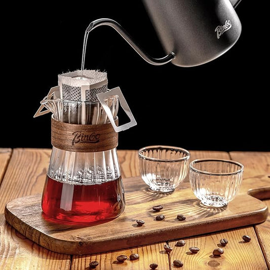 Glass Coffee Server 16oz, Glass Coffee Carafe with Heat-Resistant Wood Loop,Clear Coffee Decanter Coffee Server for Pour Over, Coffee Pot