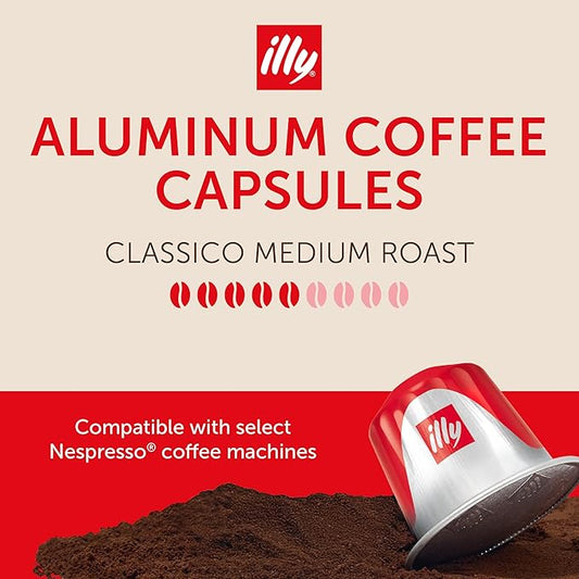 illy Espresso Compatible Capsules, Coffee Pods for Nespresso Original Line Machine, Classico Medium Roast, 100% Arabica, Premium Italian Coffee, Single Serve, 10 Count, 20 Pack