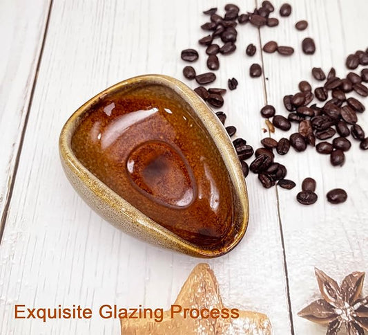 Coffee Bean Dosing Cup, Ceramic Dosing Dish for Coffee Beans, Coffee Been Dosing Tray, Coffee Bar Accessories and Coffee Enthusiast Gift(Brown)