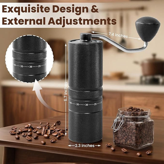 Manual Coffee Grinder with 60 Adjustable Settings, Portable Hand Coffee Bean Mill with 28g Capacity, Stainless Steel Conical Burr Coffee Bean Grinder for French Press, Pour Ove,Gifts for Coffee Lovers