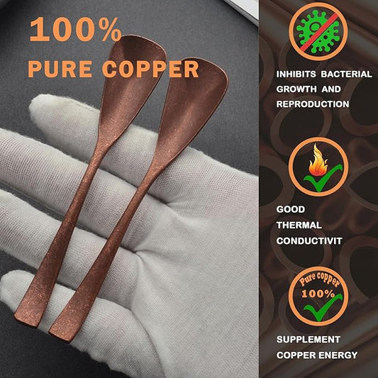 4.33-Inch Vintage Teaspoon, Hand-Forged Antique Copper Spoon, Suitable for Stirring Coffee and Desserts, Cakes, Ice Cream (2)