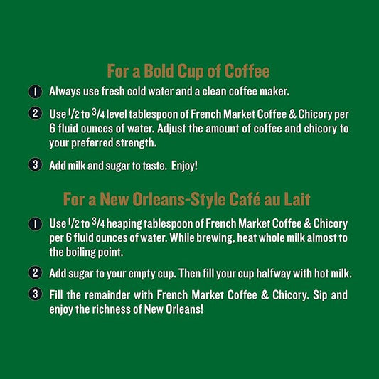 French Market Coffee & Chicory Decaffeinated Medium-Dark Roast Ground Coffee, 12oz Can (Pack of 6)