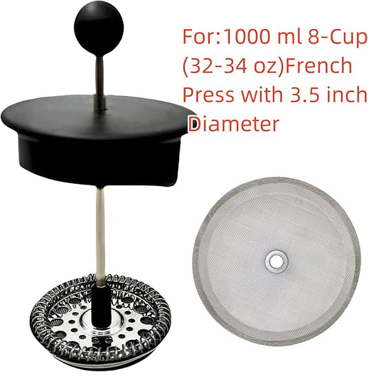 Ruilida 4pcs french press filter screen,Universal 1000 ml, 34 Oz, 8 Cup French Press Coffee Makers and Tea Machines 4 Inch Stainless Steel French Press Replacement coffee filter mesh