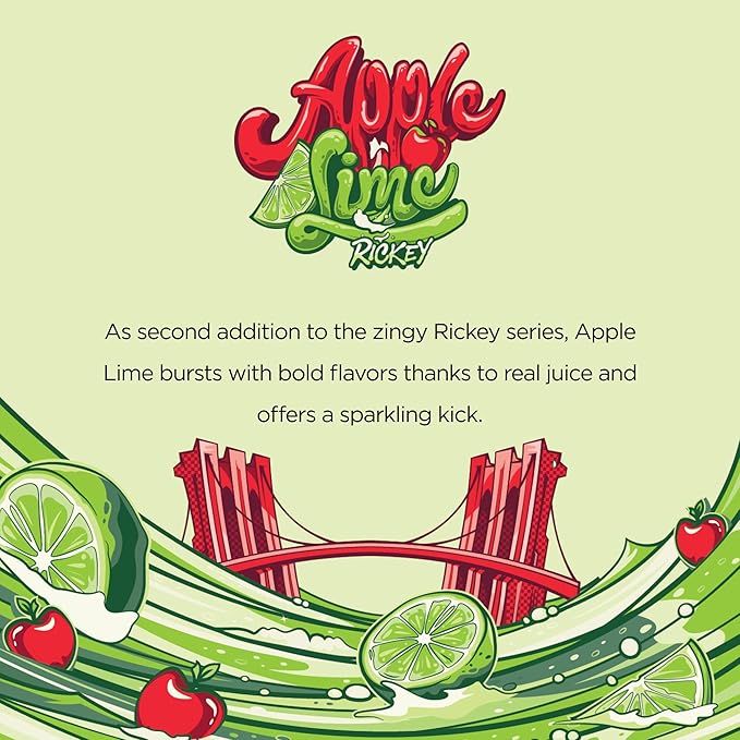 AriZona Apple Lime Rickey Soda, A Brooklyn Original Sparkling Drink - Big Can, 22 Fl Oz (Pack of 12)